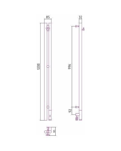 Электрический полотенцесушитель Сунержа Нюанс 3.0 1200x85 R 00-5843-1253 Хром