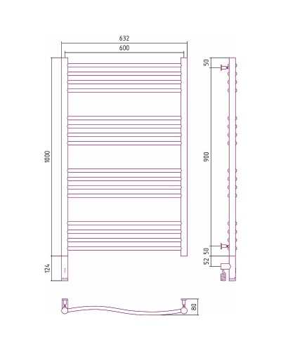 Электрический полотенцесушитель Сунержа Флюид 3.0 1000x600 L 00-5820-1060 Хром