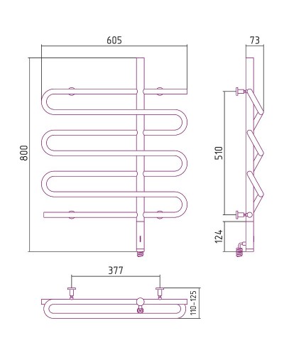 Электрический полотенцесушитель Сунержа Эпатаж 800x600 R 00-0551-8060 Хром
