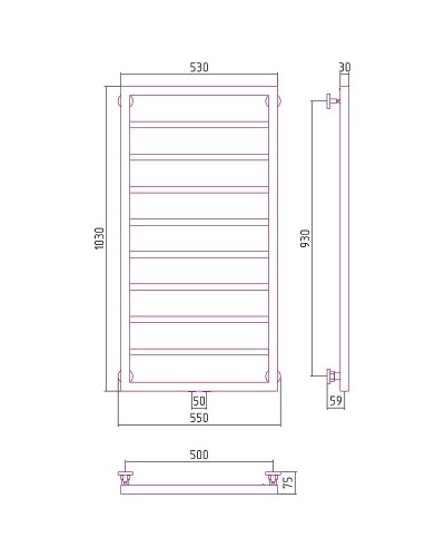 Водяной полотенцесушитель Сунержа Канцлер 1000х500 00-0254-1050 Хром