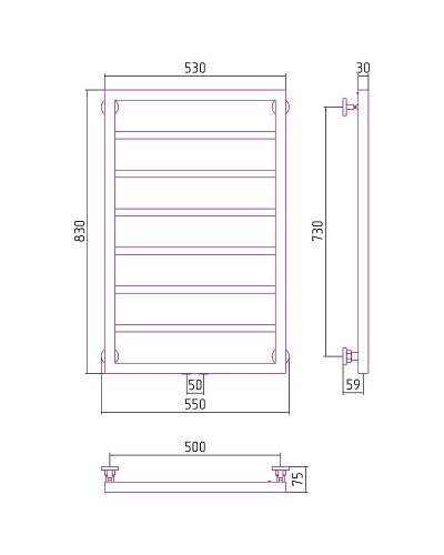 Водяной полотенцесушитель Сунержа Канцлер 800х500 31-0254-8050 Черный матовый