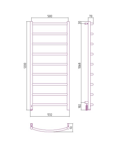Электрический полотенцесушитель Сунержа Галант 4.0 1200x500 L 00-0830-1250 Хром