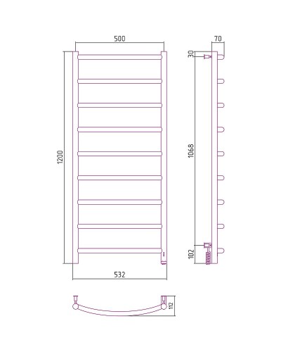 Электрический полотенцесушитель Сунержа Галант 4.0 1200x500 R 00-0831-1250 Хром