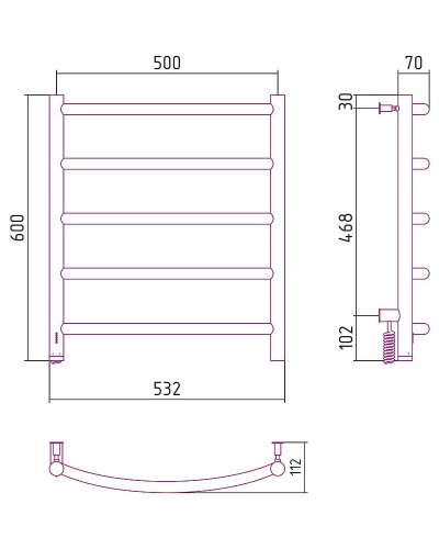 Электрический полотенцесушитель Сунержа Галант 4.0 600x500 L 31-0830-6050 Черный матовый