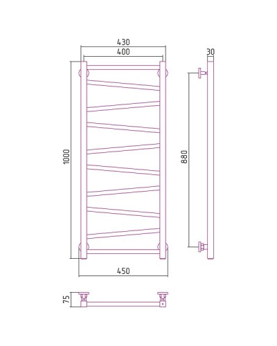 Водяной полотенцесушитель Сунержа Сирокко 1000x400 31-0253-1040 Черный матовый