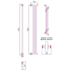 Водяной полотенцесушитель Сунержа Хорда 1200x195 31-0124-1200 Черный матовый