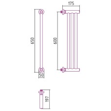 Водяной полотенцесушитель Сунержа Хорда 600x195 31-0124-0600 Черный матовый