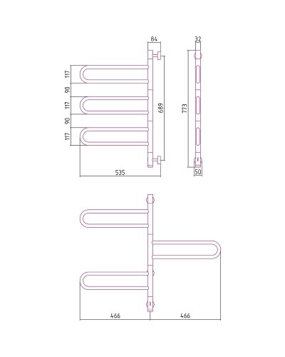 Электрический полотенцесушитель Сунержа Парео 4.0 773х535 00-0823-0773 Хром