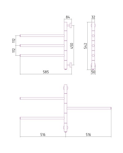 Электрический полотенцесушитель Сунержа Триада 540х585 31-0822-0540 Черный матовый