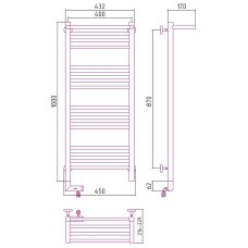 Электрический полотенцесушитель Сунержа Богема 2.0 1000x400 L 00-5206-1040 с полкой Хром