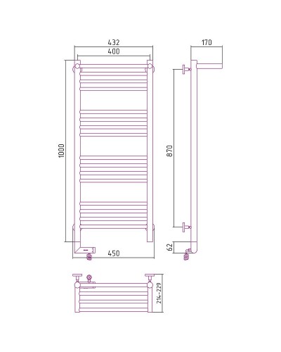 Электрический полотенцесушитель Сунержа Богема 2.0 1000x400 L 00-5206-1040 с полкой Хром