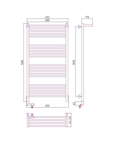 Электрический полотенцесушитель Сунержа Богема 2.0 1200x600 L 00-5206-1260 с полкой Хром