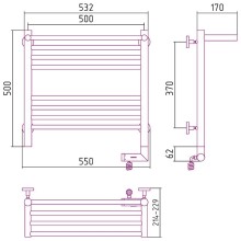 Электрический полотенцесушитель Сунержа Богема 2.0 500x500 R 00-5207-5050 с полкой Хром
