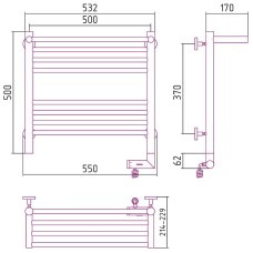 Электрический полотенцесушитель Сунержа Богема 2.0 500x500 R 00-5207-5050 с полкой Хром