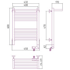 Электрический полотенцесушитель Сунержа Богема 2.0 600x400 R 020-5207-6040 с полкой Шампань