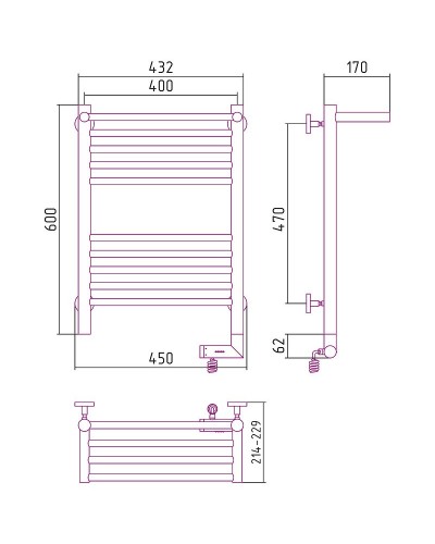 Электрический полотенцесушитель Сунержа Богема 2.0 600x400 R 020-5207-6040 с полкой Шампань
