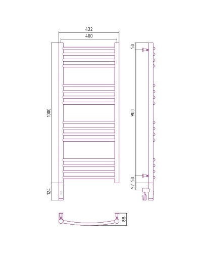 Электрический полотенцесушитель Сунержа Богема 3.0 1000x400 L 00-5802-1040 Хром