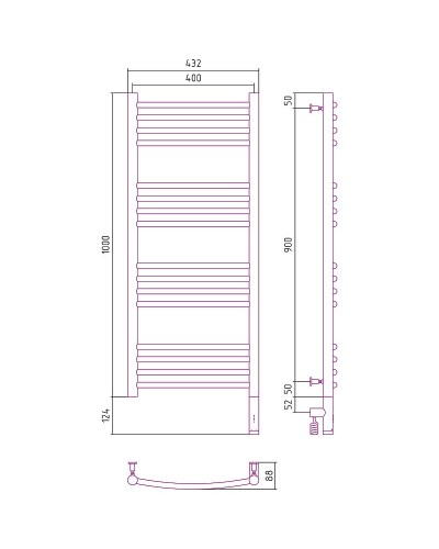 Электрический полотенцесушитель Сунержа Богема 3.0 1000x400 R 00-5803-1040 Хром