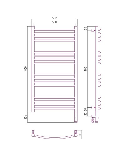 Электрический полотенцесушитель Сунержа Богема 3.0 1000x500 R 31-5803-1050 Черный матовый