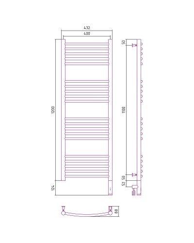 Электрический полотенцесушитель Сунержа Богема 3.0 1200x400 R 00-5803-1240 Хром