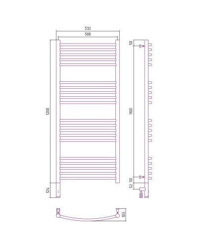 Электрический полотенцесушитель Сунержа Богема 3.0 1200x500 L 00-5802-1250 Хром