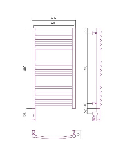 Электрический полотенцесушитель Сунержа Богема 3.0 800x400 L 00-5802-8040 Хром