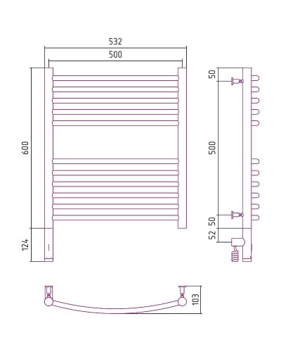 Электрический полотенцесушитель Сунержа Богема 3.0 600x500 L 00-5802-6050 Хром