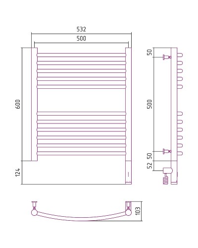 Электрический полотенцесушитель Сунержа Богема 3.0 600x500 R 00-5803-6050 Хром