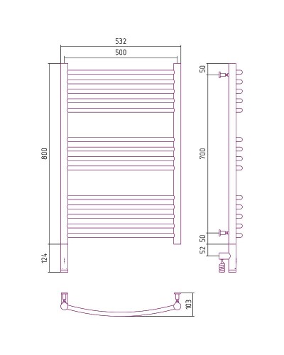 Электрический полотенцесушитель Сунержа Богема 3.0 800x500 L 12-5802-8050 Белый