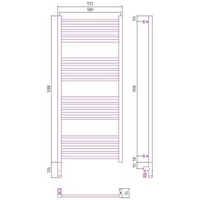 Электрический полотенцесушитель Сунержа Богема 3.0 прямая 1200x500 L 00-5804-1250 Хром