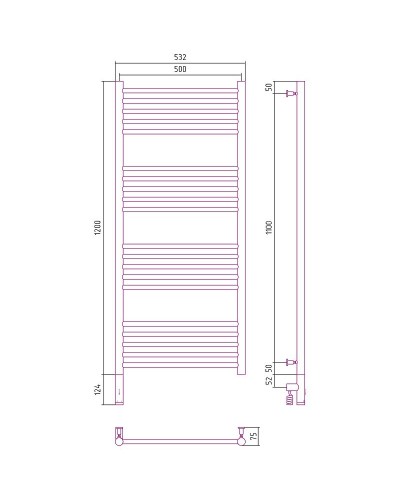 Электрический полотенцесушитель Сунержа Богема 3.0 прямая 1200x500 L 00-5804-1250 Хром