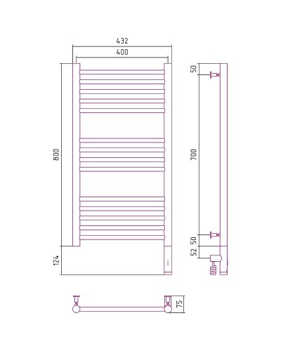 Электрический полотенцесушитель Сунержа Богема 3.0 прямая 800x400 R 00-5805-8040 Хром