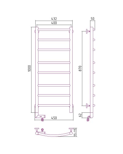 Электрический полотенцесушитель Сунержа Галант 2.0 1000x400 L 00-5200-1040 Хром