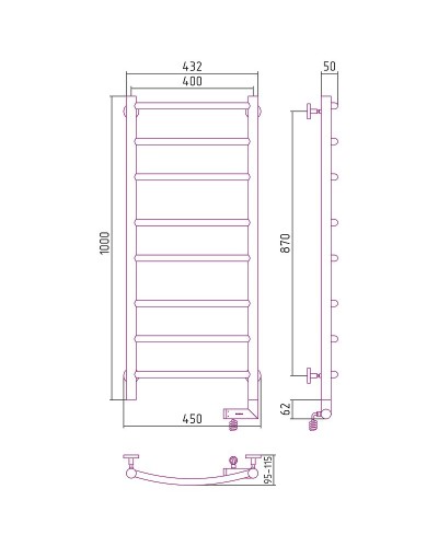 Электрический полотенцесушитель Сунержа Галант 2.0 1000x400 R 00-5201-1040 Хром