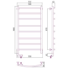 Электрический полотенцесушитель Сунержа Галант 2.0 1000x500 L 00-5200-1050 Хром