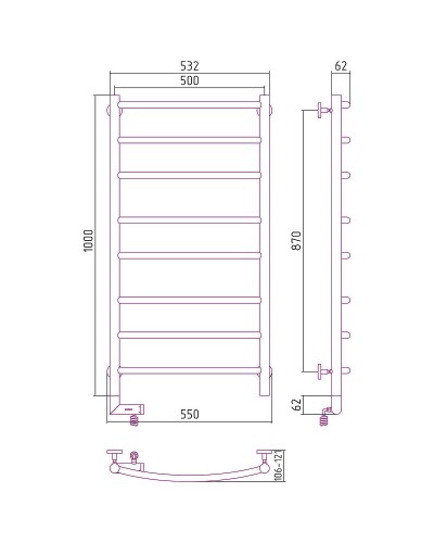 Электрический полотенцесушитель Сунержа Галант 2.0 1000x500 L 00-5200-1050 Хром