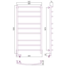 Электрический полотенцесушитель Сунержа Галант 2.0 1200x600 L 00-5200-1260 Хром