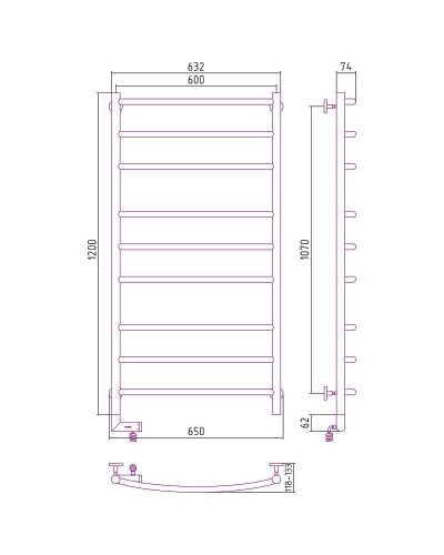 Электрический полотенцесушитель Сунержа Галант 2.0 1200x600 L 00-5200-1260 Хром