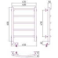 Электрический полотенцесушитель Сунержа Галант 2.0 600x400 L 31-5200-6040 Черный матовый