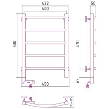 Электрический полотенцесушитель Сунержа Галант 2.0 600x400 L 31-5200-6040 Черный матовый