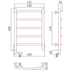 Электрический полотенцесушитель Сунержа Галант 2.0 600x400 L 31-5200-6040 Черный матовый