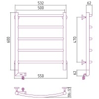 Электрический полотенцесушитель Сунержа Галант 2.0 600x500 L 31-5200-6050 Черный матовый