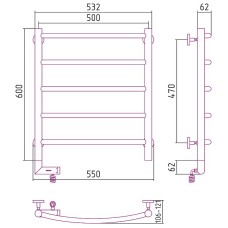 Электрический полотенцесушитель Сунержа Галант 2.0 600x500 L 31-5200-6050 Черный матовый