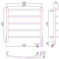 Электрический полотенцесушитель Сунержа Галант 2.0 600x600 R 00-5201-6060 Хром