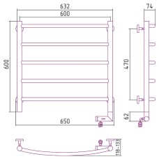 Электрический полотенцесушитель Сунержа Галант 2.0 600x600 R 00-5201-6060 Хром