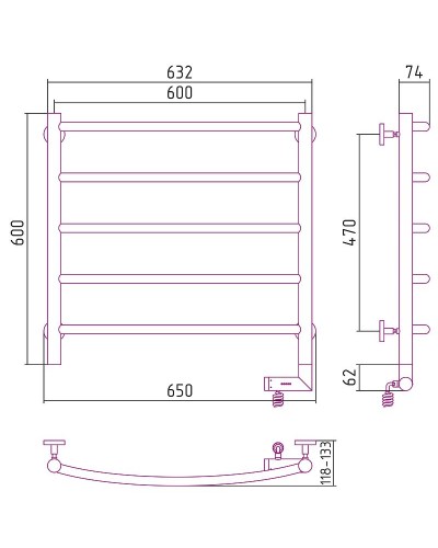 Электрический полотенцесушитель Сунержа Галант 2.0 600x600 R 00-5201-6060 Хром
