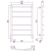 Электрический полотенцесушитель Сунержа Галант 2.0 800x500 L 31-5200-8050 Черный матовый