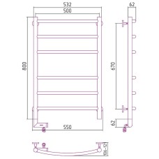 Электрический полотенцесушитель Сунержа Галант 2.0 800x500 L 31-5200-8050 Черный матовый