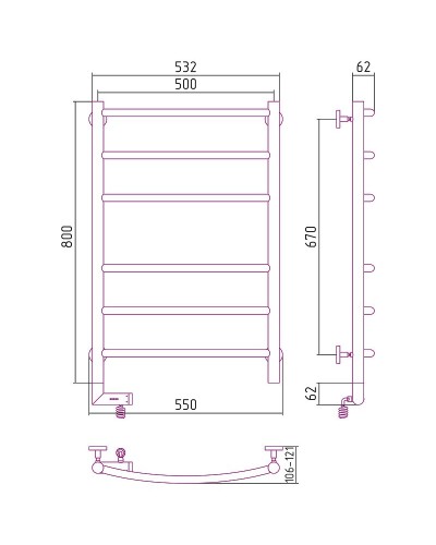 Электрический полотенцесушитель Сунержа Галант 2.0 800x500 L 31-5200-8050 Черный матовый