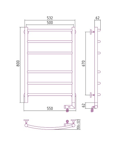 Электрический полотенцесушитель Сунержа Галант 2.0 800x500 R 12-5201-8050 Белый матовый